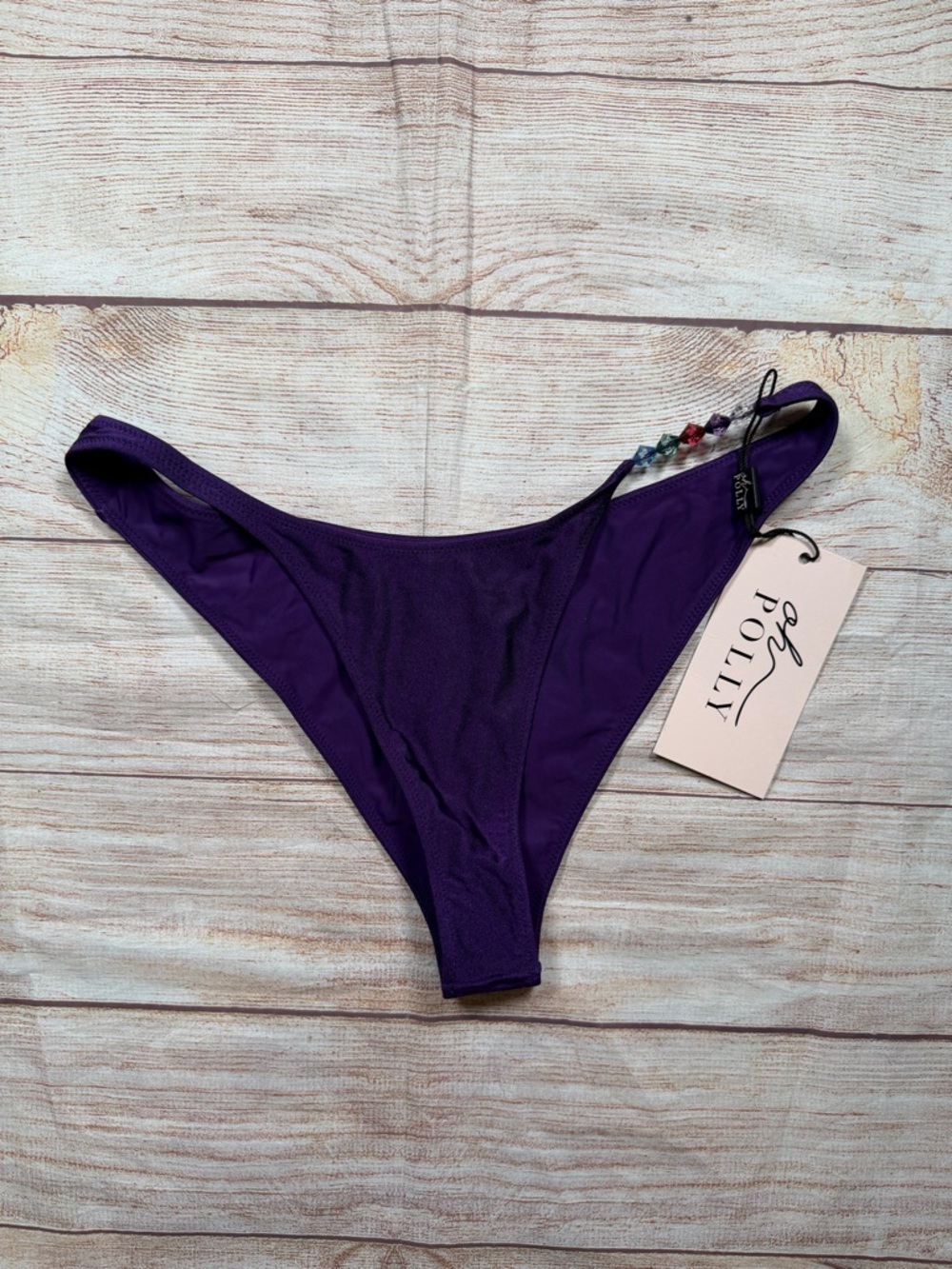 NWT Oh‎ Polly Purple Beaded Bikini Bottom